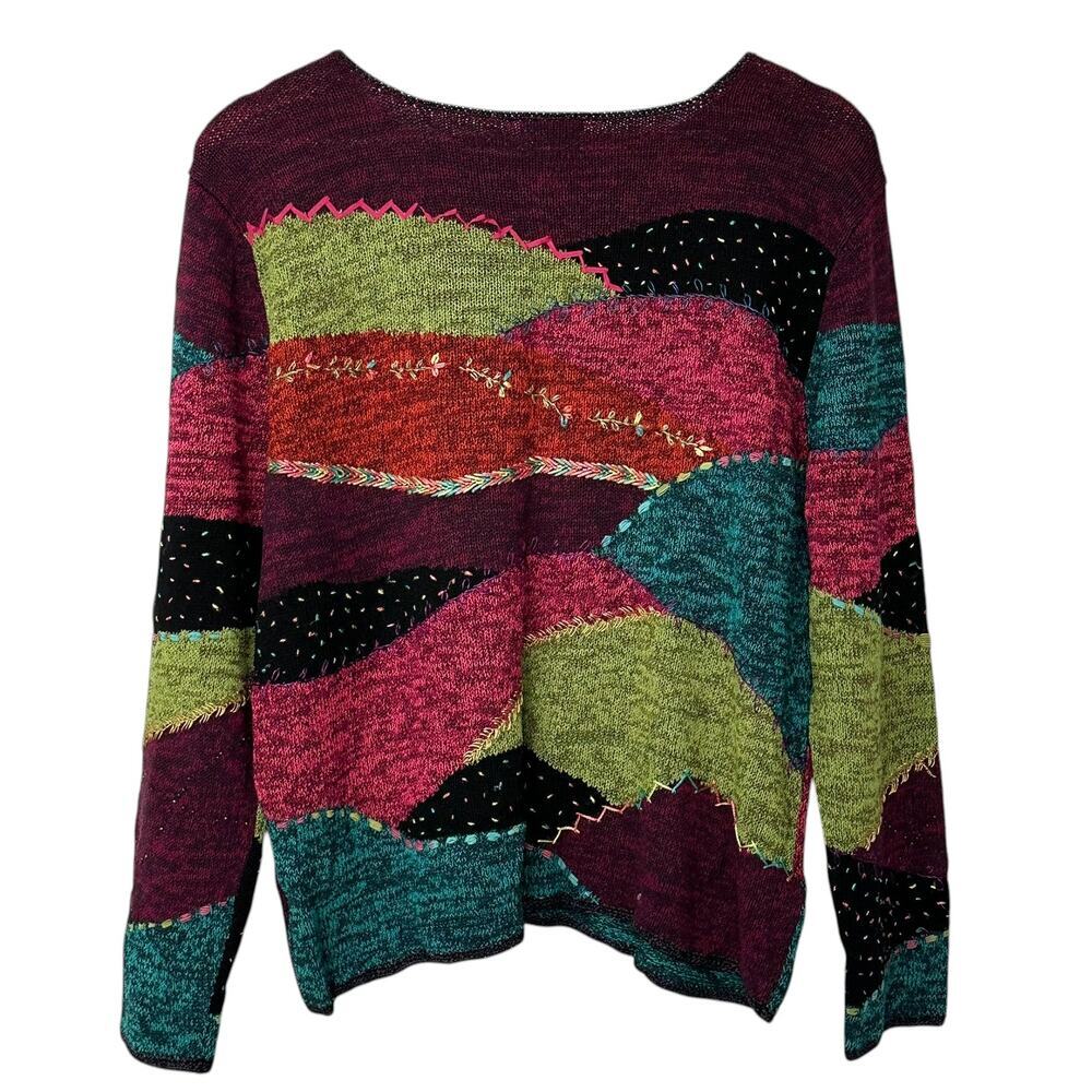 Vintage Sigrid Olsen Sport Silk Blend Patchwork Sweater (L) - Picture 5 of 11